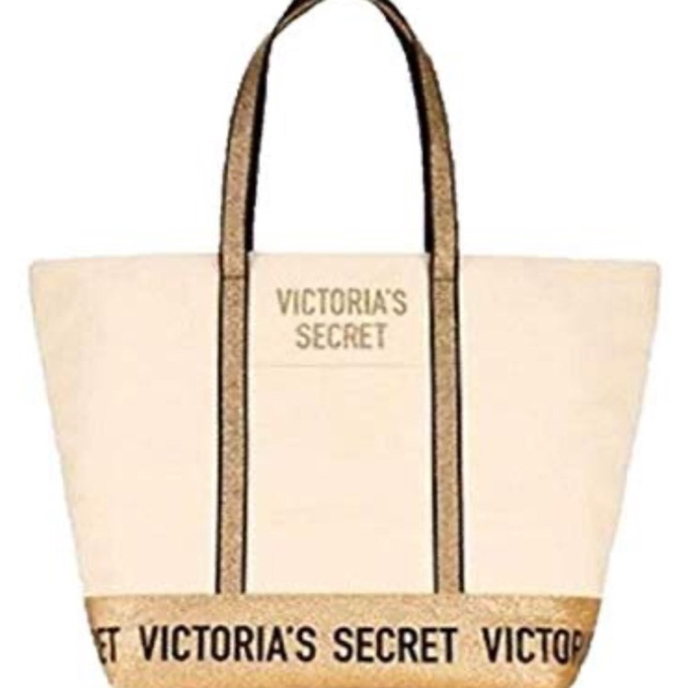 NWT ☆ Victoria’s Secret ☆ Gold Sparkle Canvas bag